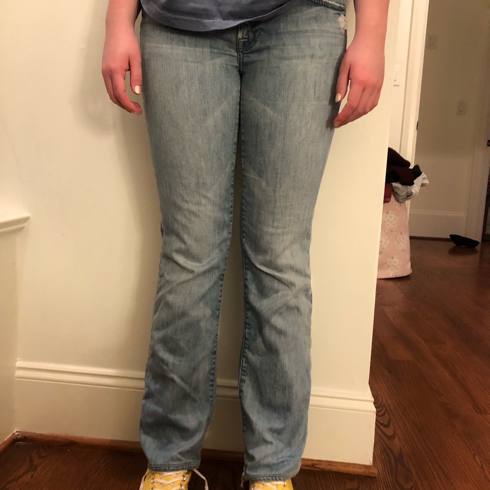 7 for All Mankind wide leg blue jeans. VINTAGE.